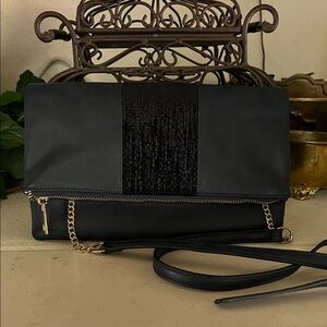 Elegant Navy Clutch Fold Over Crossbody Convertible Bag